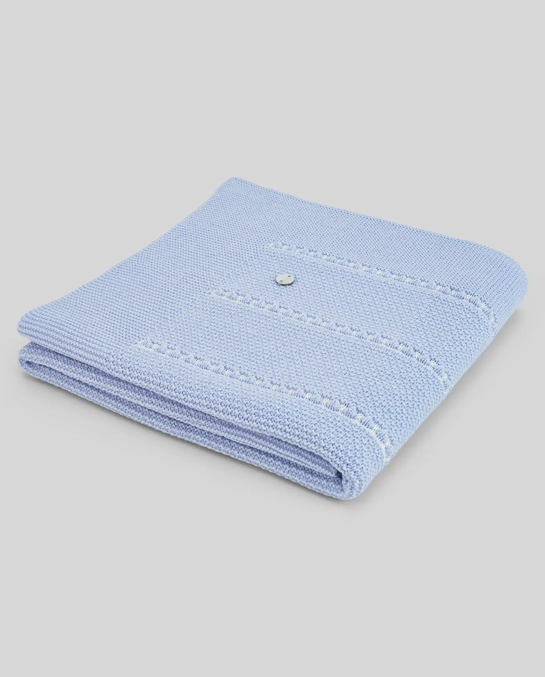Blue Almonds Ltd Baby Boys Knitted Blanket Fogar in Light Blue & Cream Paz Rodriguez