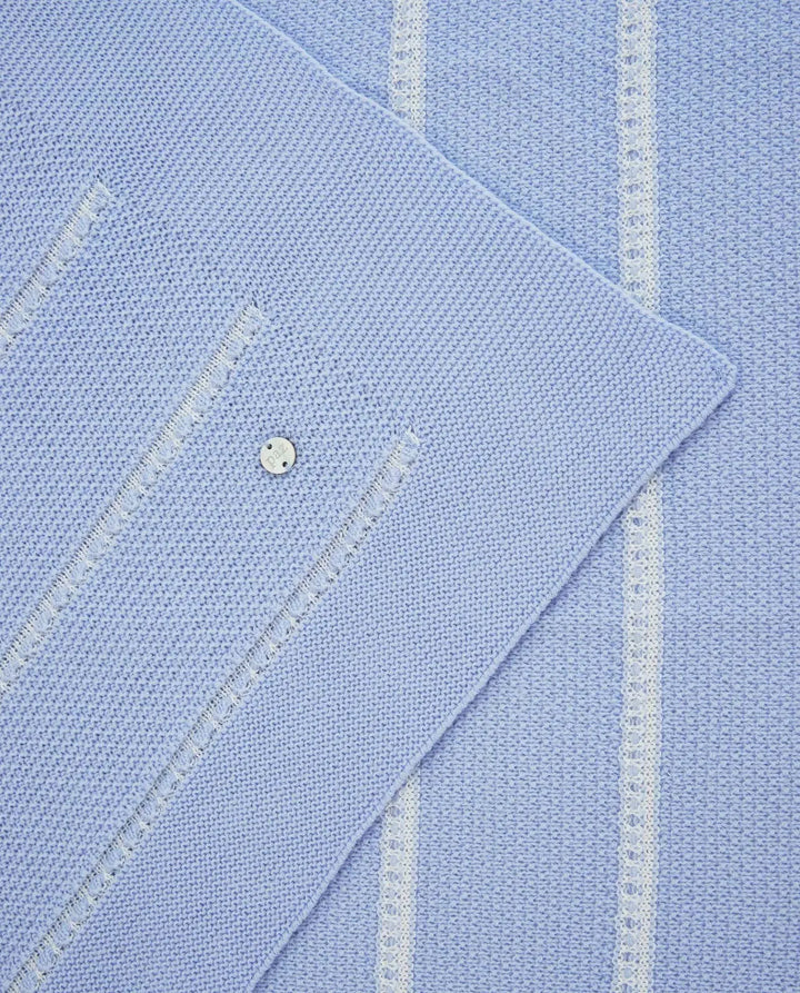Blue Almonds Ltd Baby Boys Knitted Blanket Fogar in Light Blue & Cream Paz Rodriguez