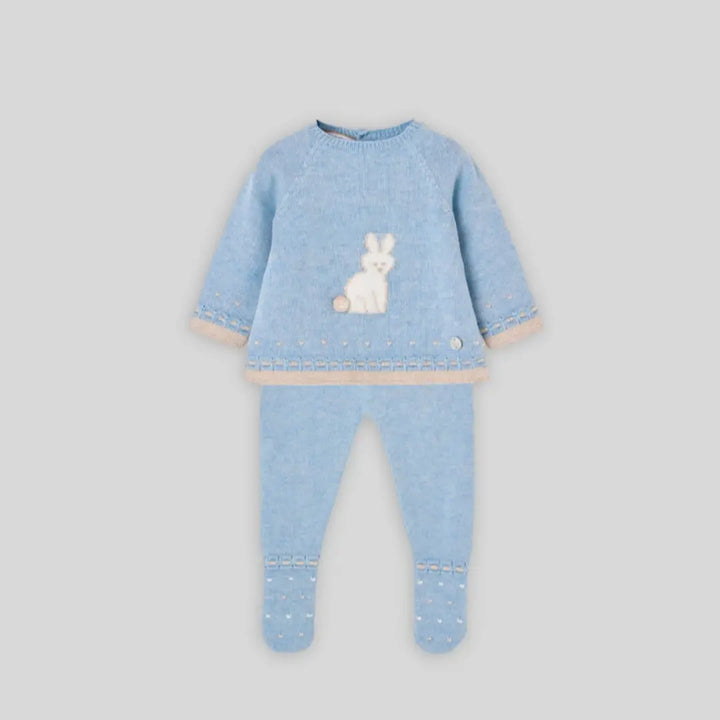 Blue Almonds Ltd Baby Boys Knitted Bunny Set in Chalk Blue Paz Rodriguez