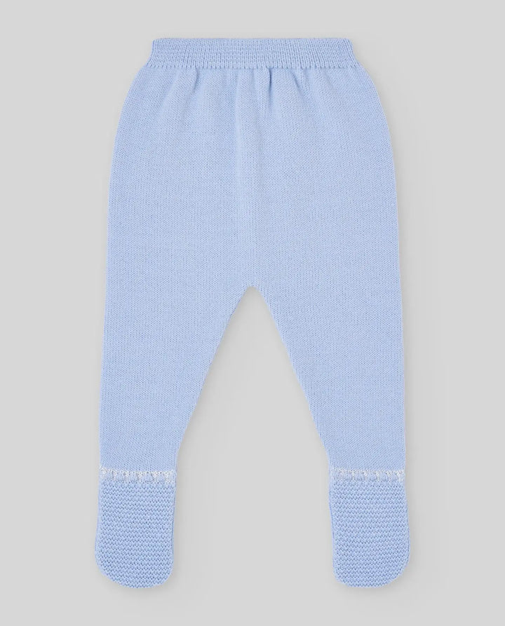 Baby Boys Knitted Hat, Jumper & Leggings Set Fogar in Light Blue & Cream