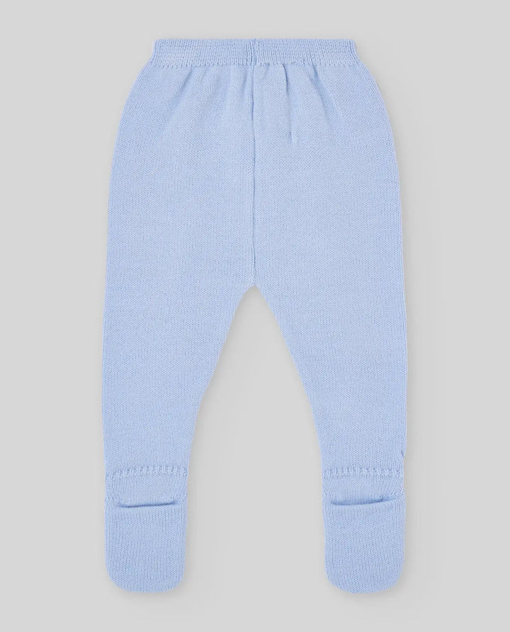 Baby Boys Knitted Hat, Jumper & Leggings Set Fogar in Light Blue & Cream