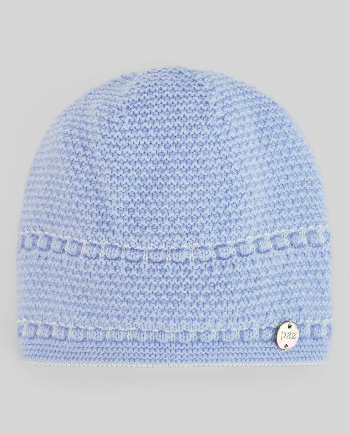Baby Boys Knitted Hat, Jumper & Leggings Set Fogar in Light Blue & Cream