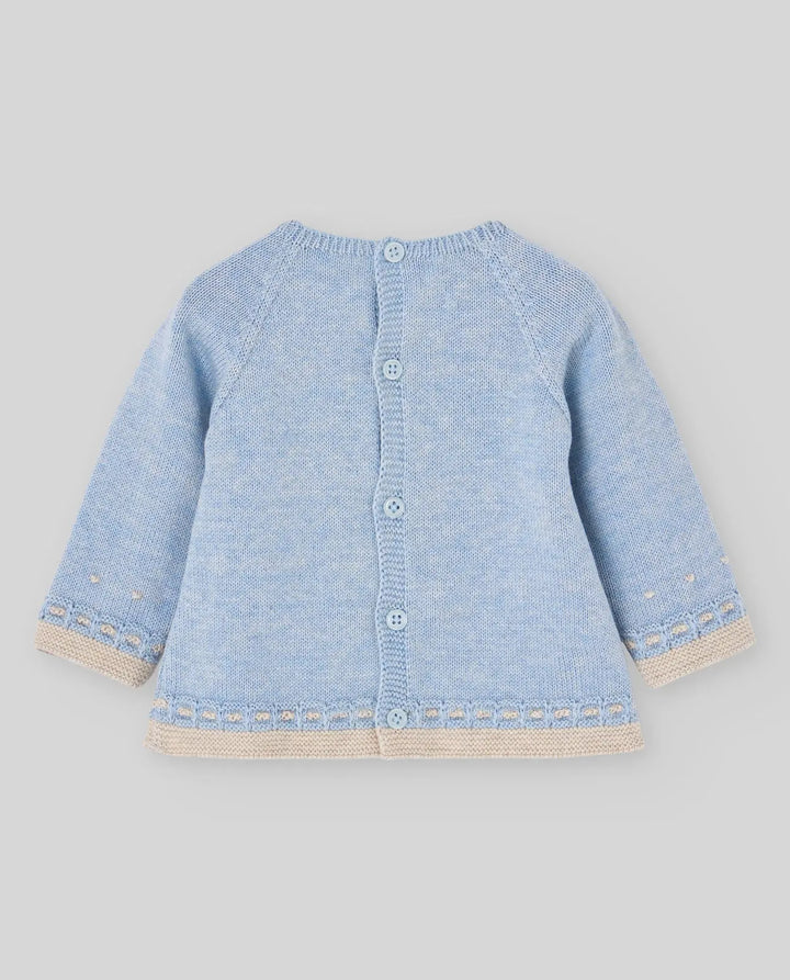 Blue Almonds Ltd Baby Boys Knitted Jumper & Leggings Set Val in Chalk Blue & Light Brown Paz Rodriguez