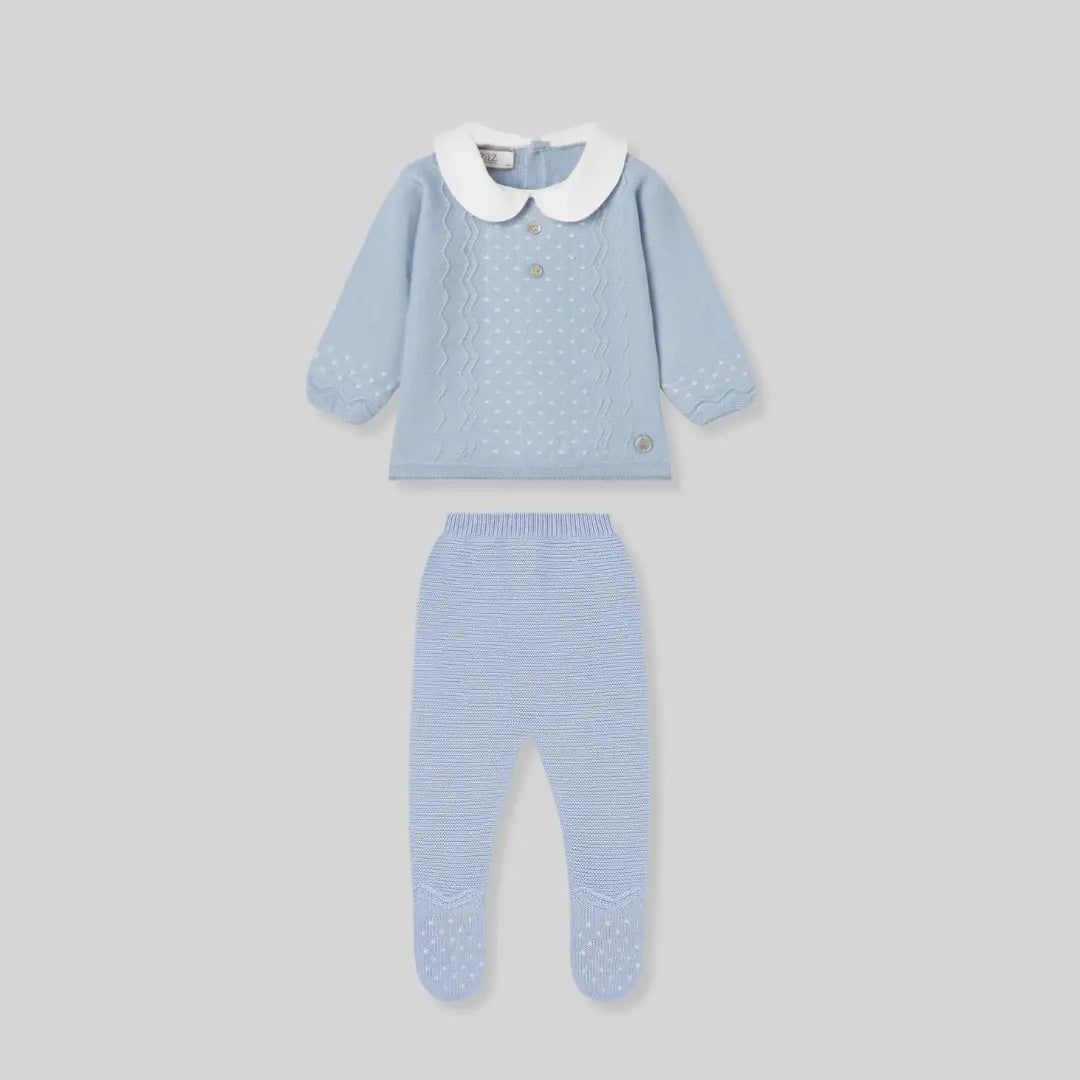 Blue Almonds Ltd Baby Boys Knitted Set in Cloud Blue Paz Rodriguez