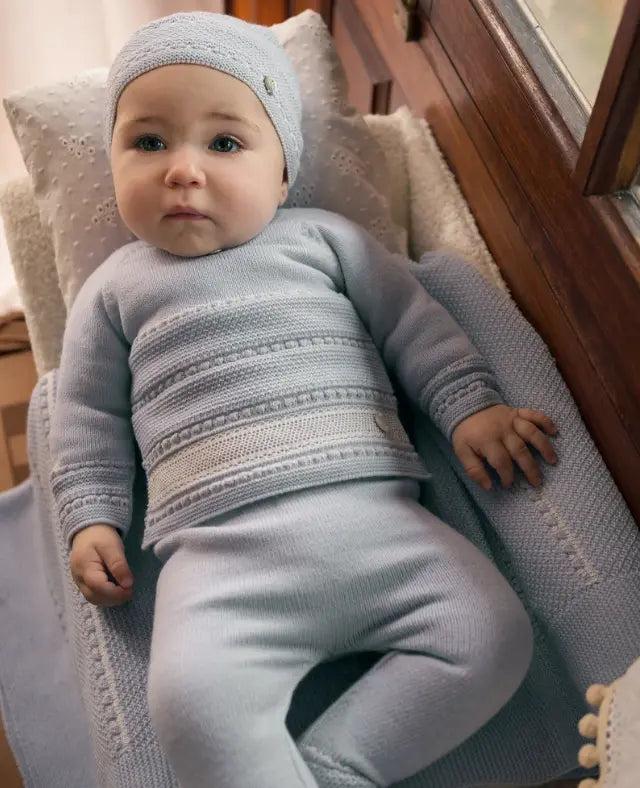 Blue Almonds Ltd Baby Boys Knitted Set in Light Blue Paz Rodriguez