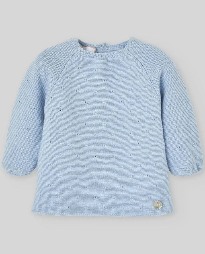 Blue Almonds Ltd KNIT NEWBORN SWEATER ESSENTIA V26 - Pastel Blue Paz Rodriguez