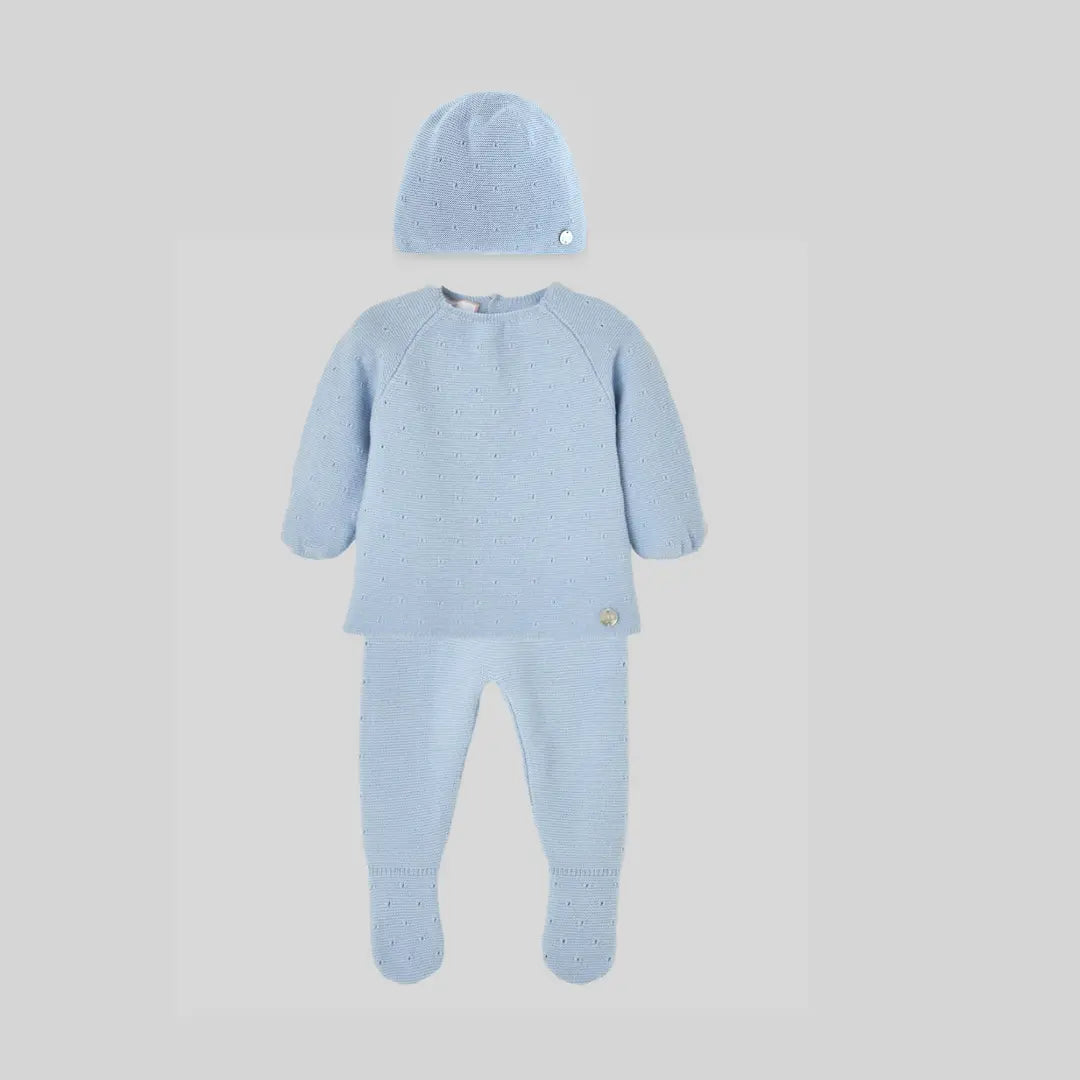 Blue Almonds Ltd Baby Boys Knitted Set in Pastel Blue Paz Rodriguez