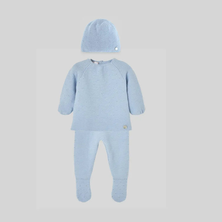 Blue Almonds Ltd Baby Boys Knitted Set in Pastel Blue Paz Rodriguez