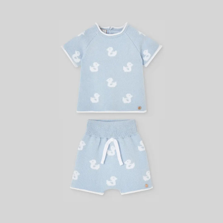 Blue Almonds Ltd Baby Boys Knitted Short Set Ducklings Paz Rodriguez
