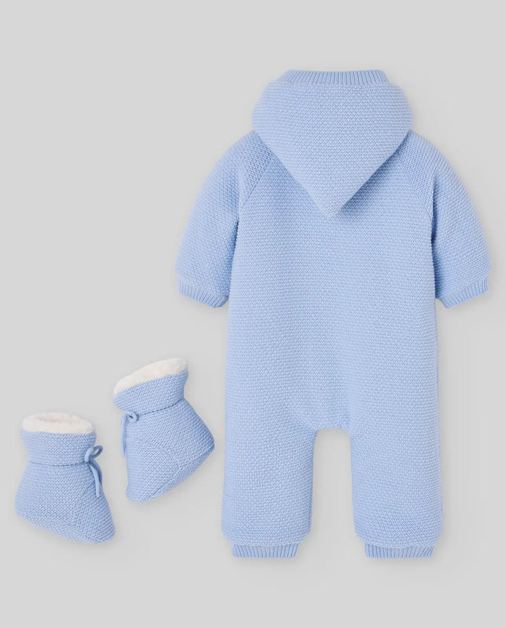 Baby Boys Knitted Snowsuit with Booties Fogar in Light Blue