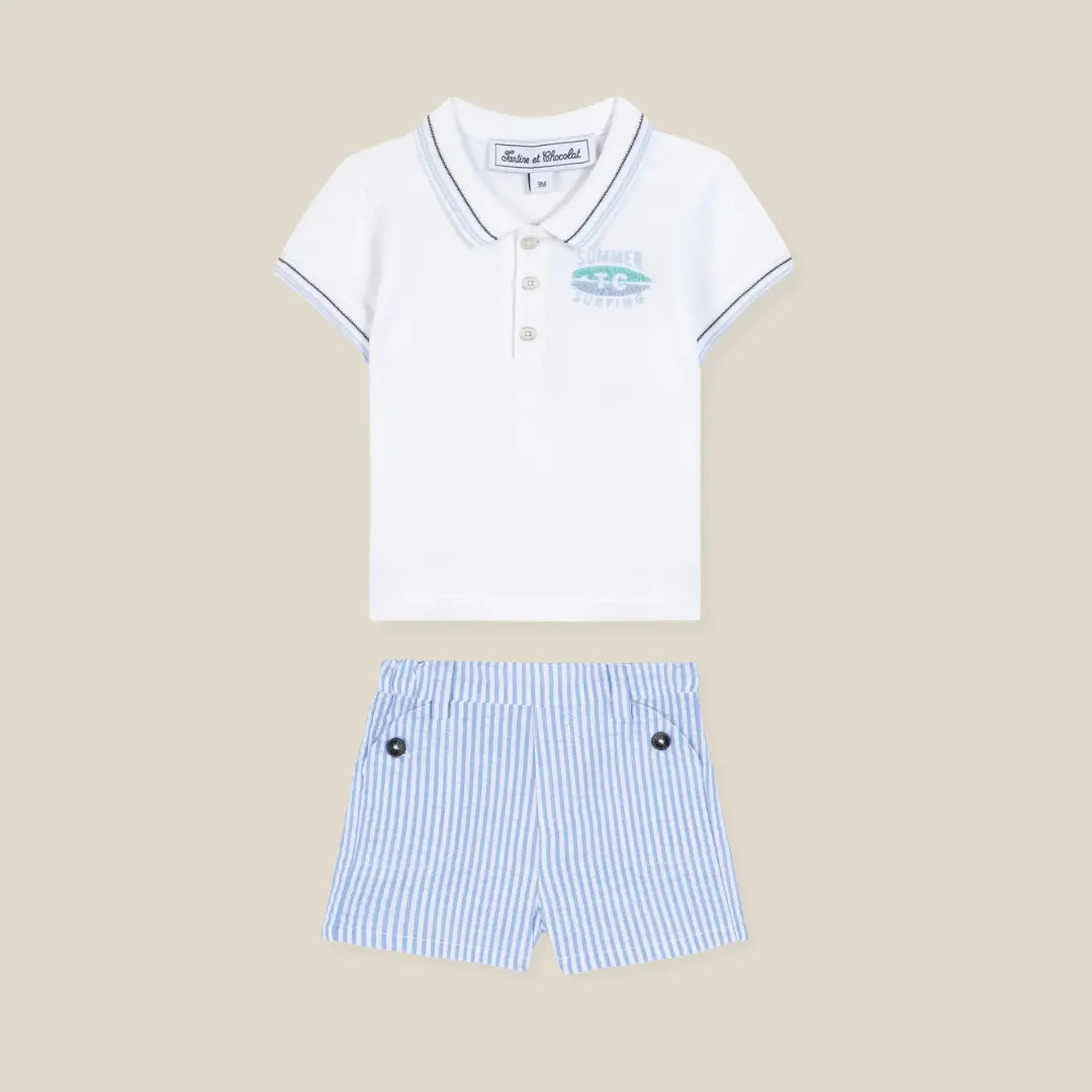 Blue Almonds Ltd Baby Boys Lagoon Blue Shorts Set Tartine et Chocolat