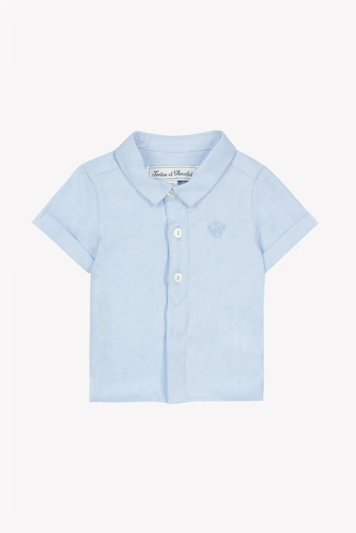 Blue Almonds Ltd Baby Boys Shirt - Blue Cloud 2 + Baby Boys Shorts - Navy Tartine et Chocolat