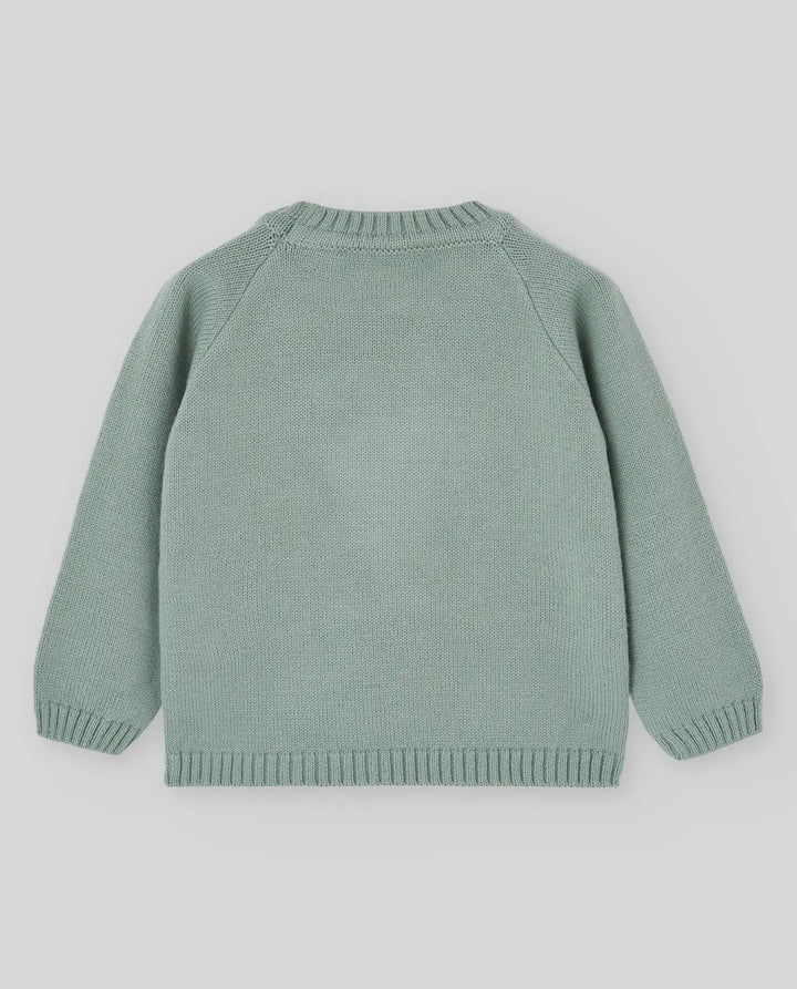 Baby Boys Shirt, Shorts & Knitted Pullover Set Ledicia in Green Field & Natural