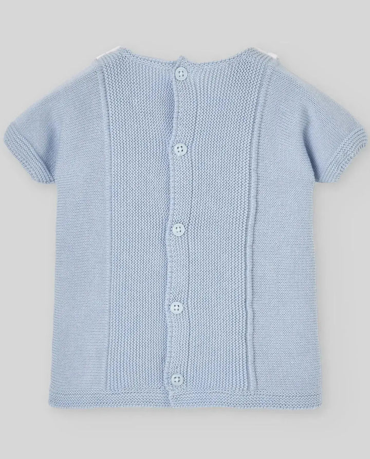 Blue Almonds Ltd KNIT NEWBORN SWEATER ESPUMA V26 - Sky Blue Paz Rodriguez