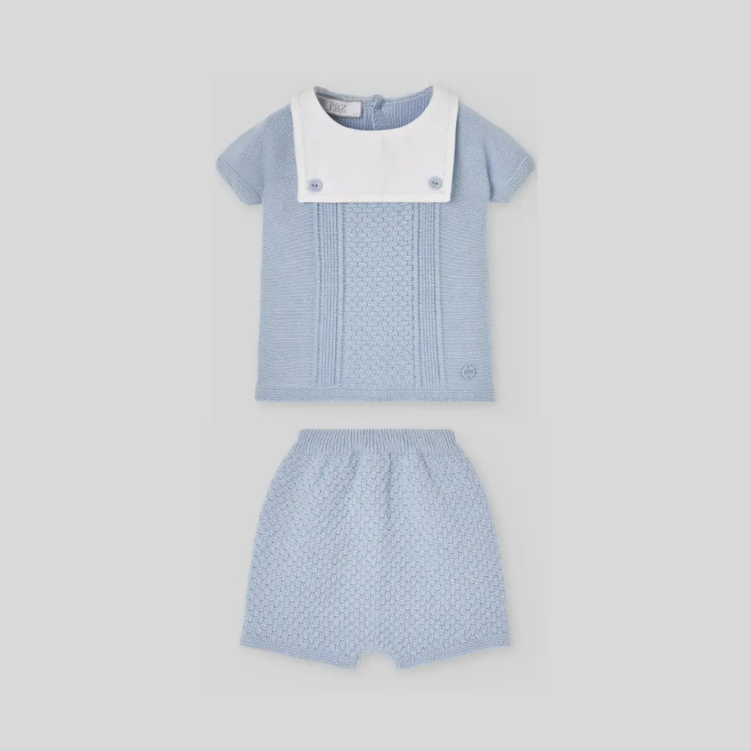 Blue Almonds Ltd Baby Boys Short Knitted Set in Sky Blue Paz Rodriguez