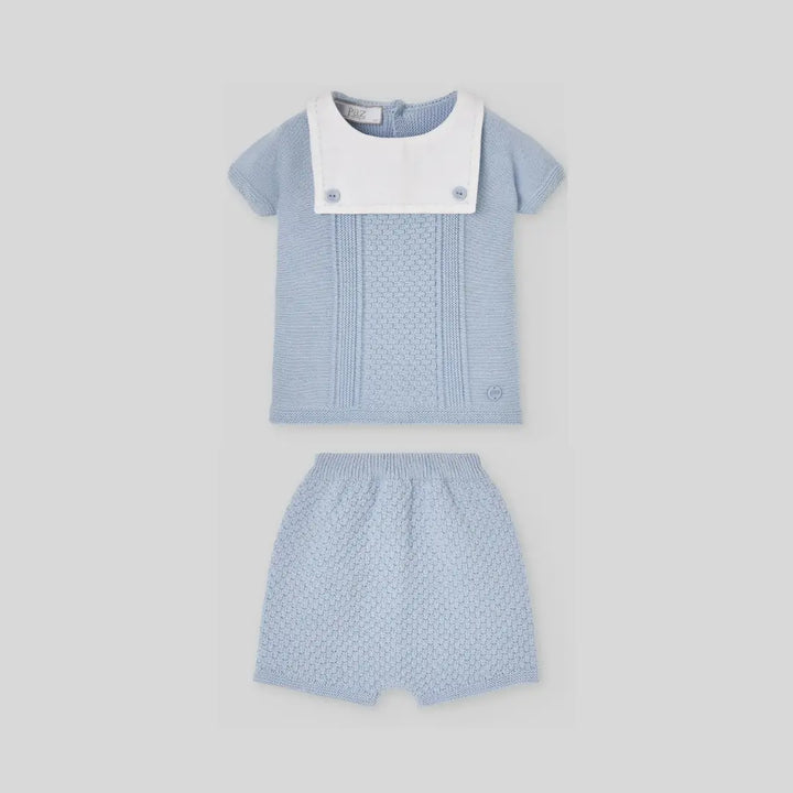 Blue Almonds Ltd Baby Boys Short Knitted Set in Sky Blue Paz Rodriguez