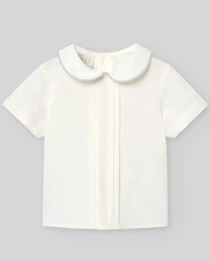 Blue Almonds Ltd WOVEN NEWBORN BLOUSE CEREMONIA V26 - CreamPowder Blue Paz Rodriguez