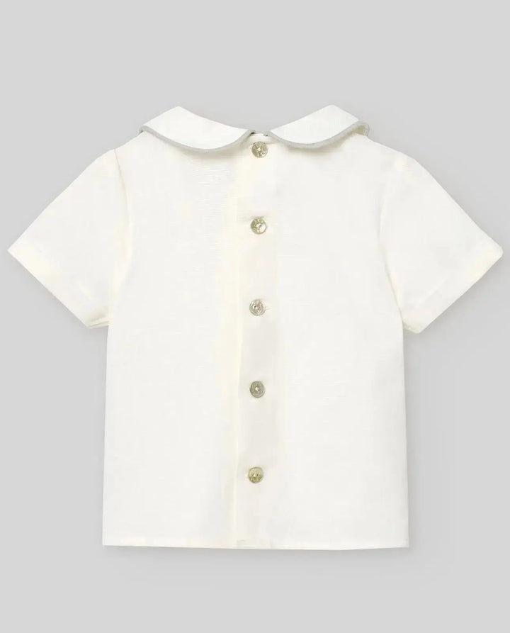 Blue Almonds Ltd WOVEN NEWBORN BLOUSE CEREMONIA V26 - CreamPowder Blue Paz Rodriguez