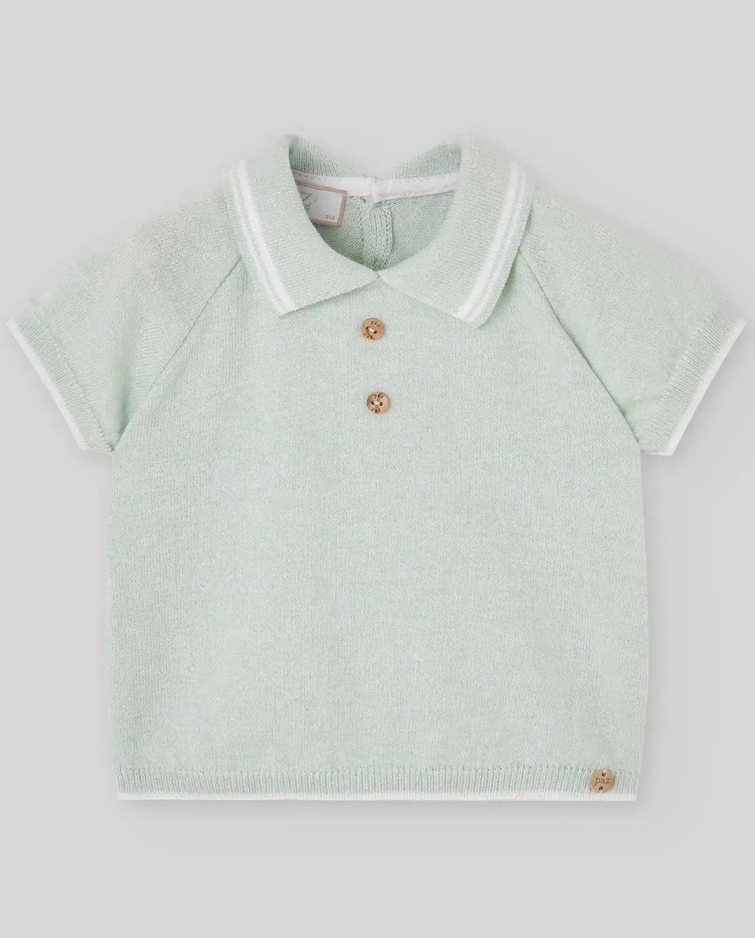 Blue Almonds Ltd KNIT NEWBORN POLO T-SHIRT NORAY - Water Green Paz Rodriguez