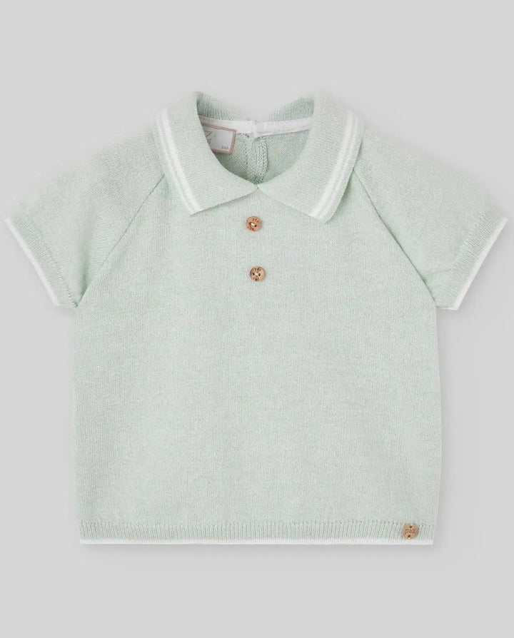 Blue Almonds Ltd KNIT NEWBORN POLO T-SHIRT NORAY - Water Green Paz Rodriguez