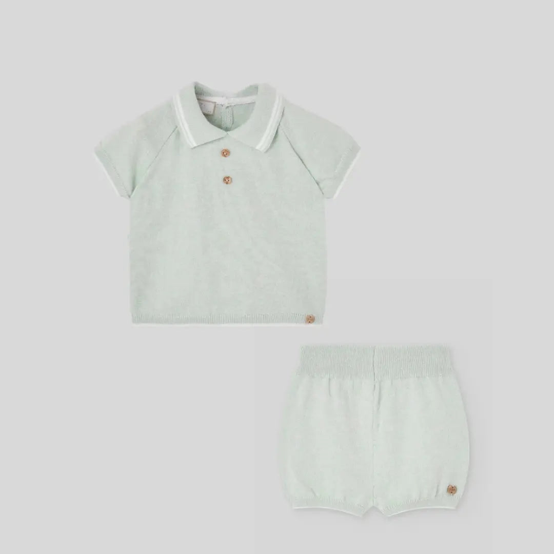 Blue Almonds Ltd Baby Boys Short Set in  Water Green Paz Rodriguez
