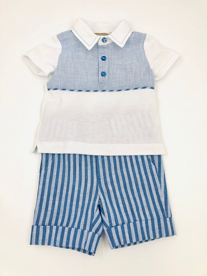 Blue Almonds Ltd Baby Boys Shorts Set in Stiped Navy Bimbalo