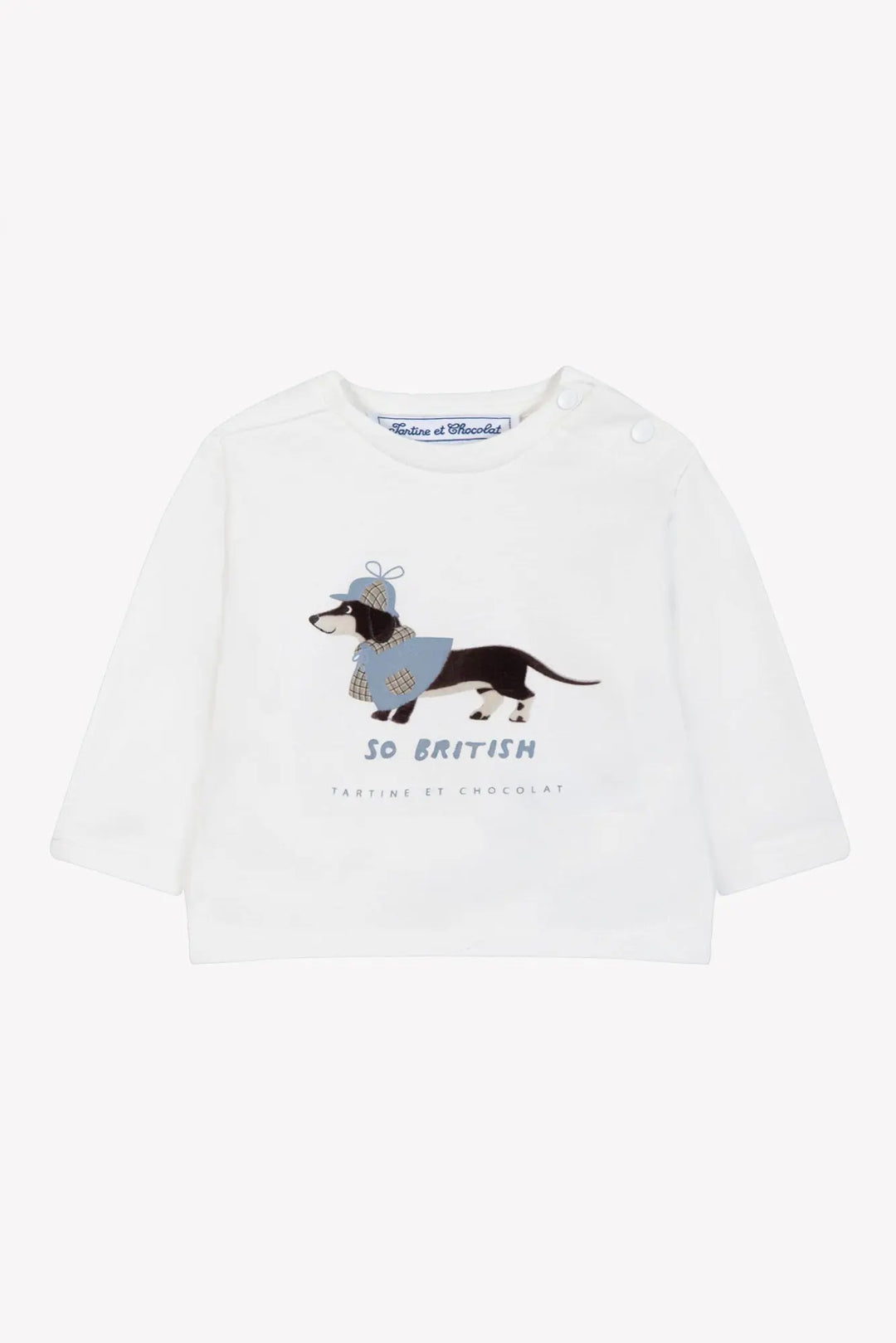 Blue Almonds Ltd Baby Boys Sky Blue Cardigan, Ivory T-Shirt & Mocha Trousers Set Tartine et Chocolat
