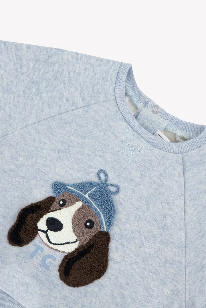Blue Almonds Ltd Baby Boys Sky Blue Marl Sweatshirt & Mocha Trousers Set Tartine et Chocolat