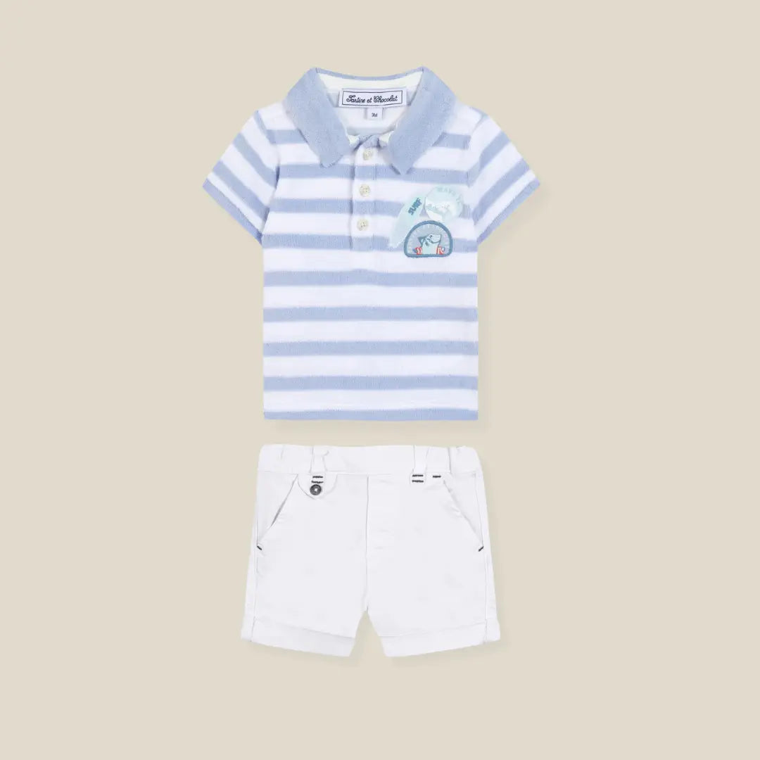Blue Almonds Ltd Baby Boys Sky Blue Towelling Shorts Set Tartine et Chocolat
