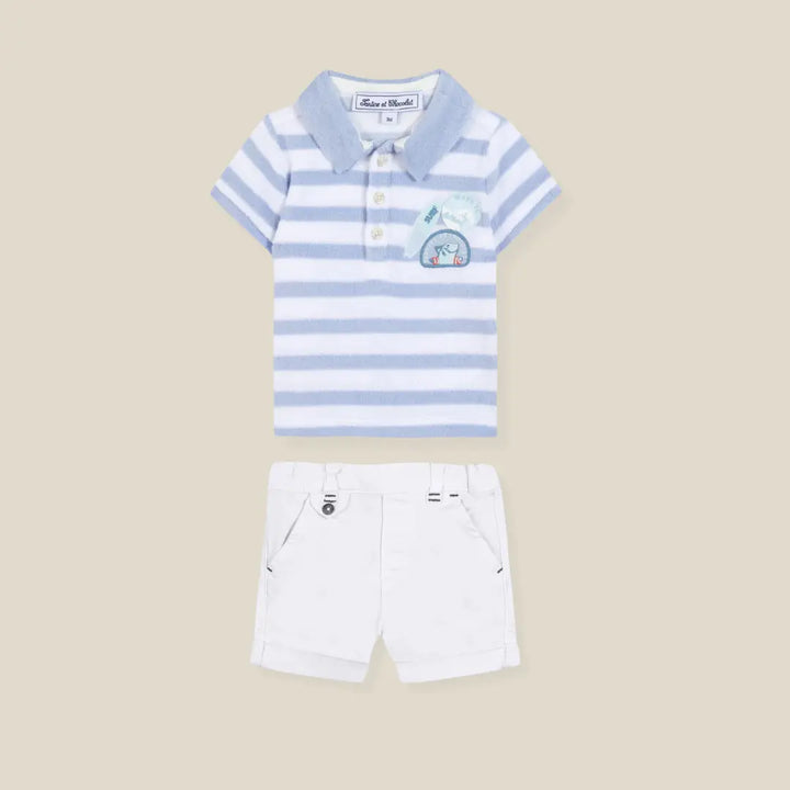 Blue Almonds Ltd Baby Boys Sky Blue Towelling Shorts Set Tartine et Chocolat