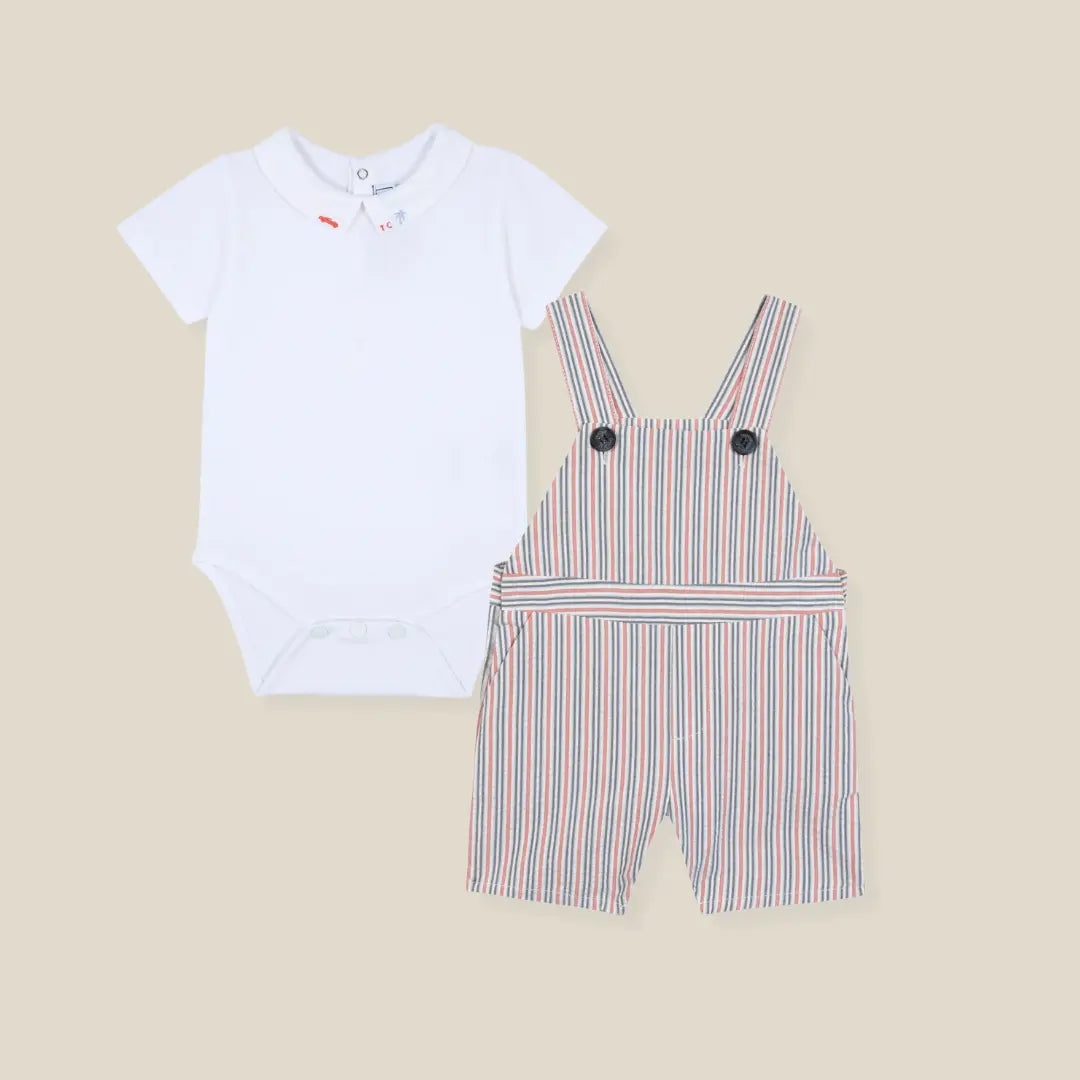 Blue Almonds Ltd Baby Boys Striped Apple Red Dungaree Set Tartine et Chocolat