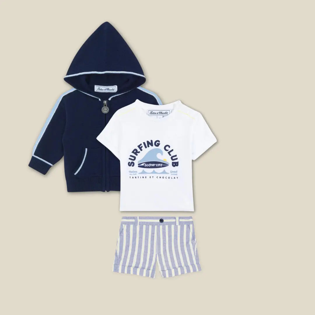 Blue Almonds Ltd Baby Boys Surf Navy Short Set Tartine et Chocolat
