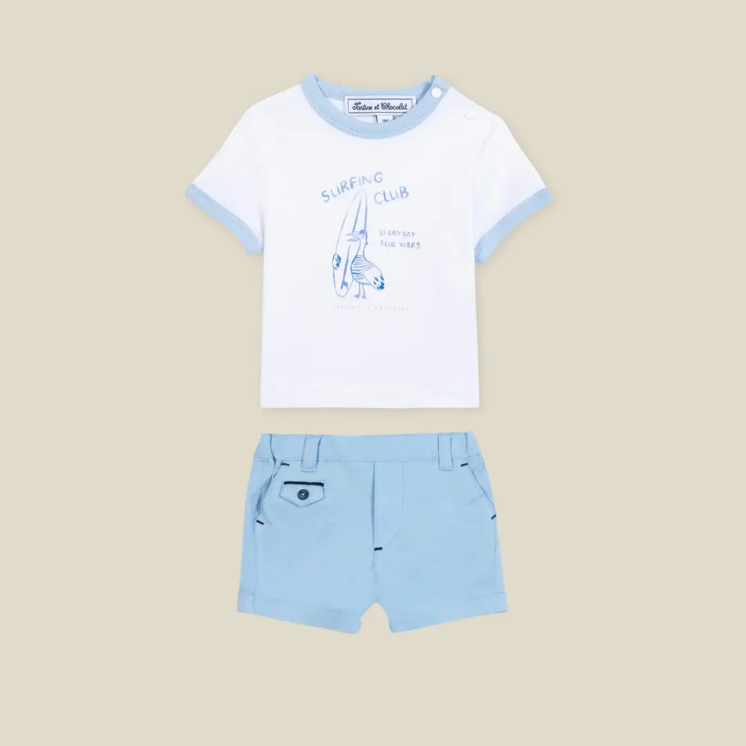 Blue Almonds Ltd Baby Boys Surfing Club T-Shirt with Shorts Tartine et Chocolat