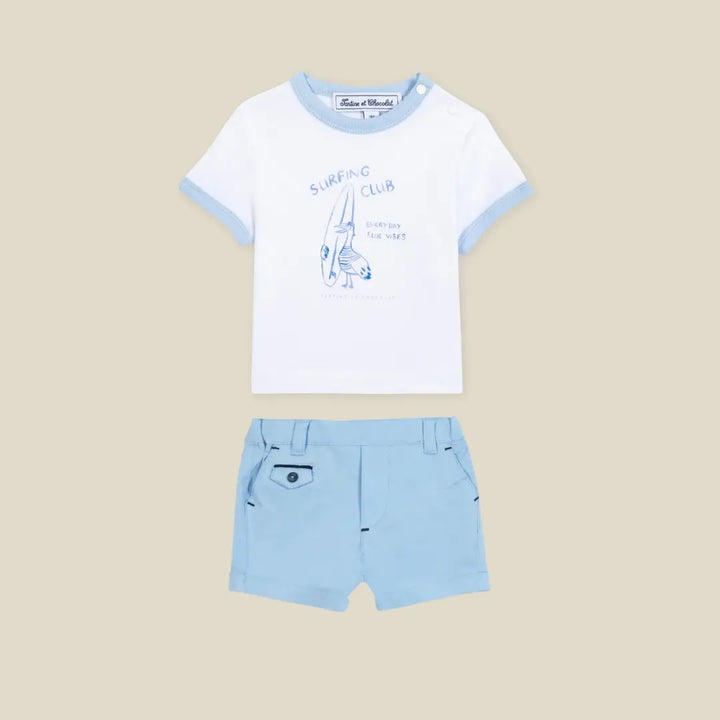 Blue Almonds Ltd Baby Boys Surfing Club T-Shirt with Shorts Tartine et Chocolat