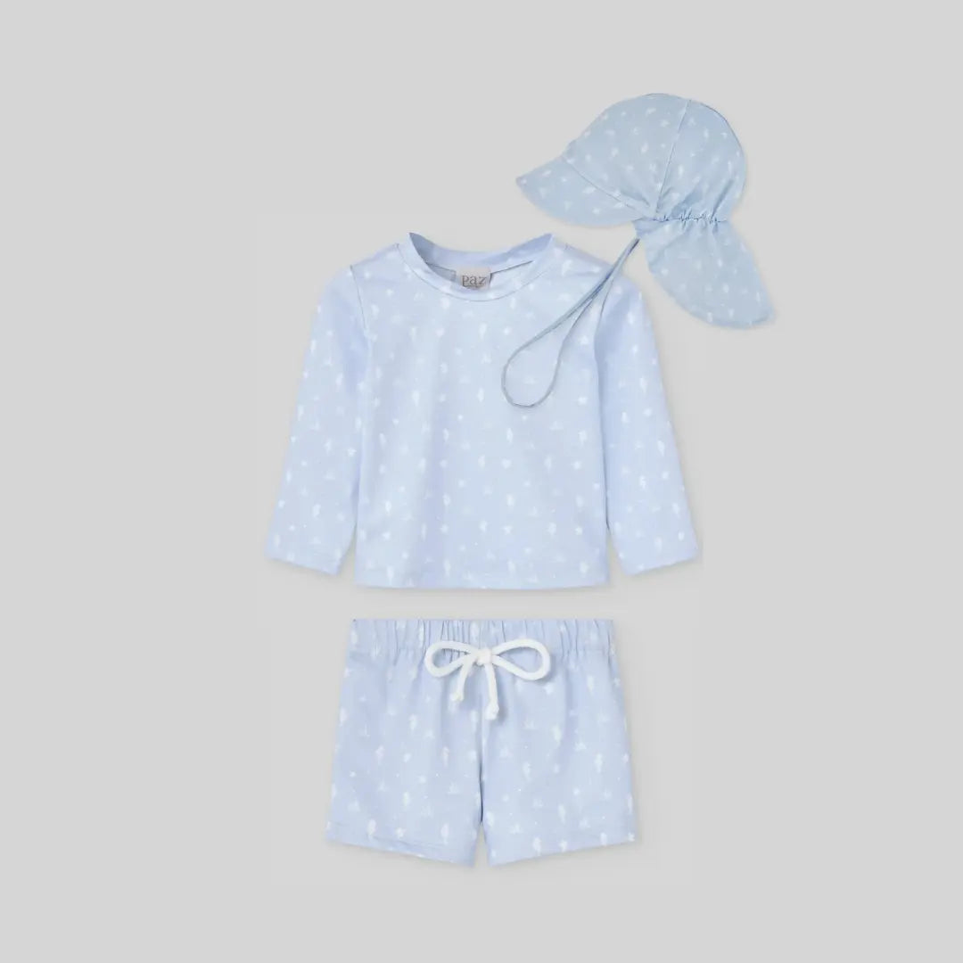 Blue Almonds Ltd Baby Boys Swimsuit Set in Chalk Blue Paz Rodriguez