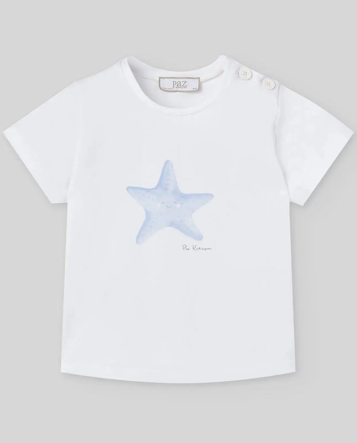 Blue Almonds Ltd KNIT INFANT BOY T-SHIRT BAO V26 - White Paz Rodriguez