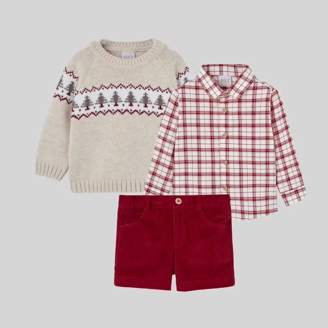 Blue Almonds Ltd Baby Boys Trouser Set in Festive Red Paz Rodriguez