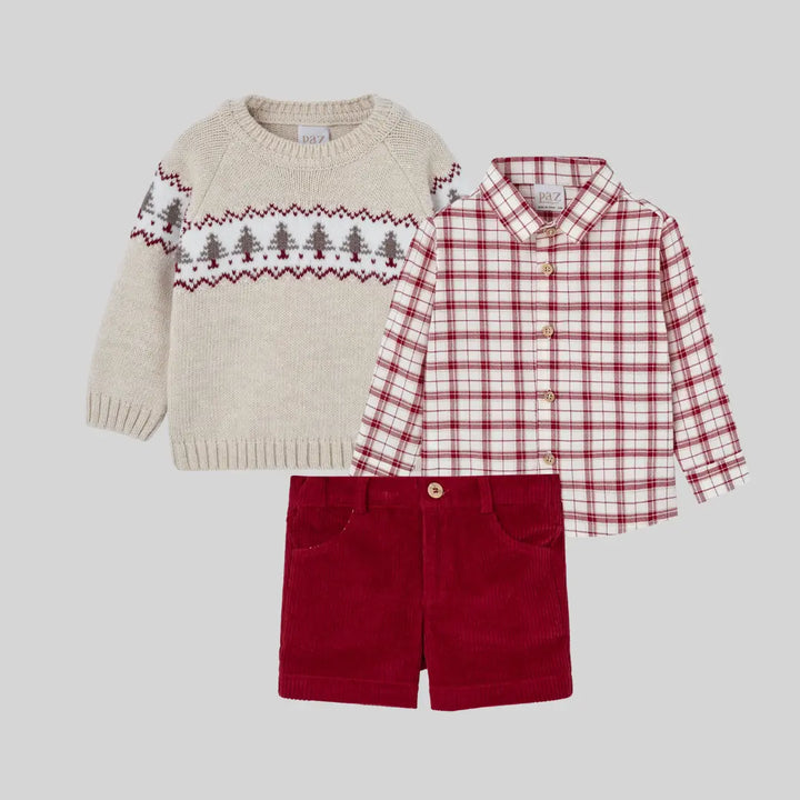 Blue Almonds Ltd Baby Boys Trouser Set in Festive Red Paz Rodriguez