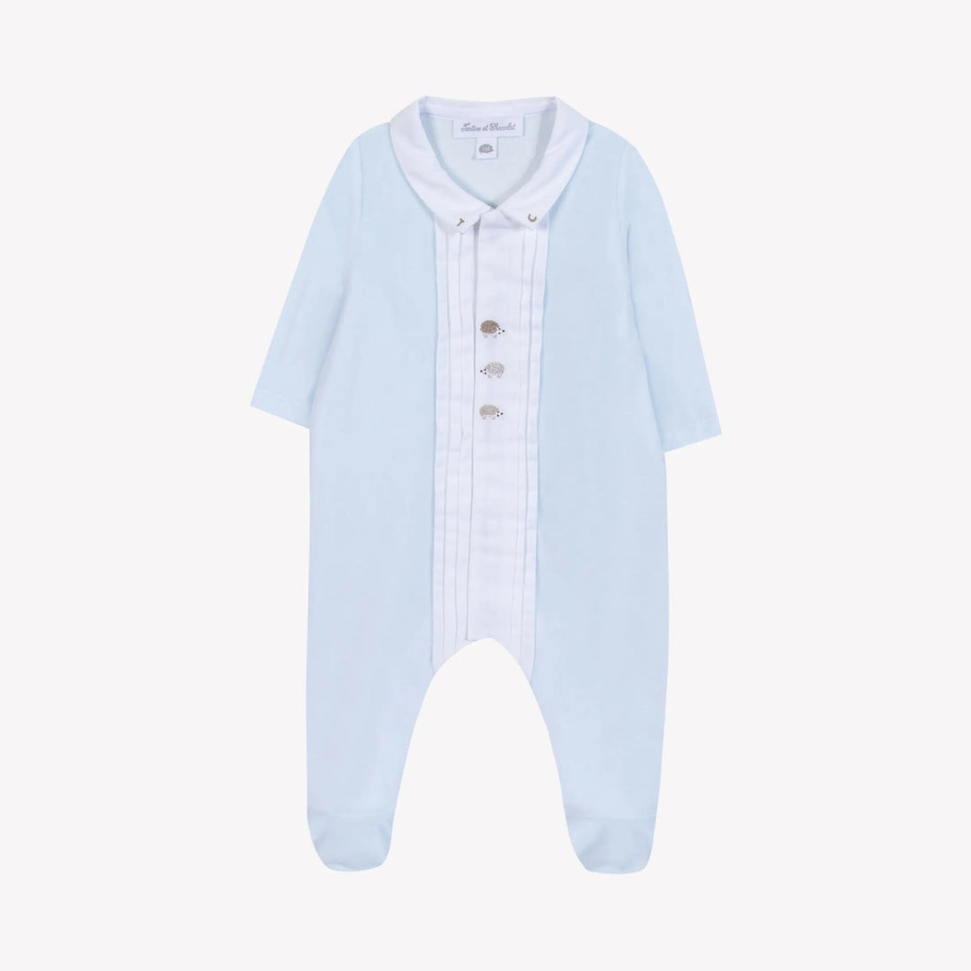 Blue Almonds Ltd Baby Boys Velour Cotton Blue Babygrow Tartine et Chocolat