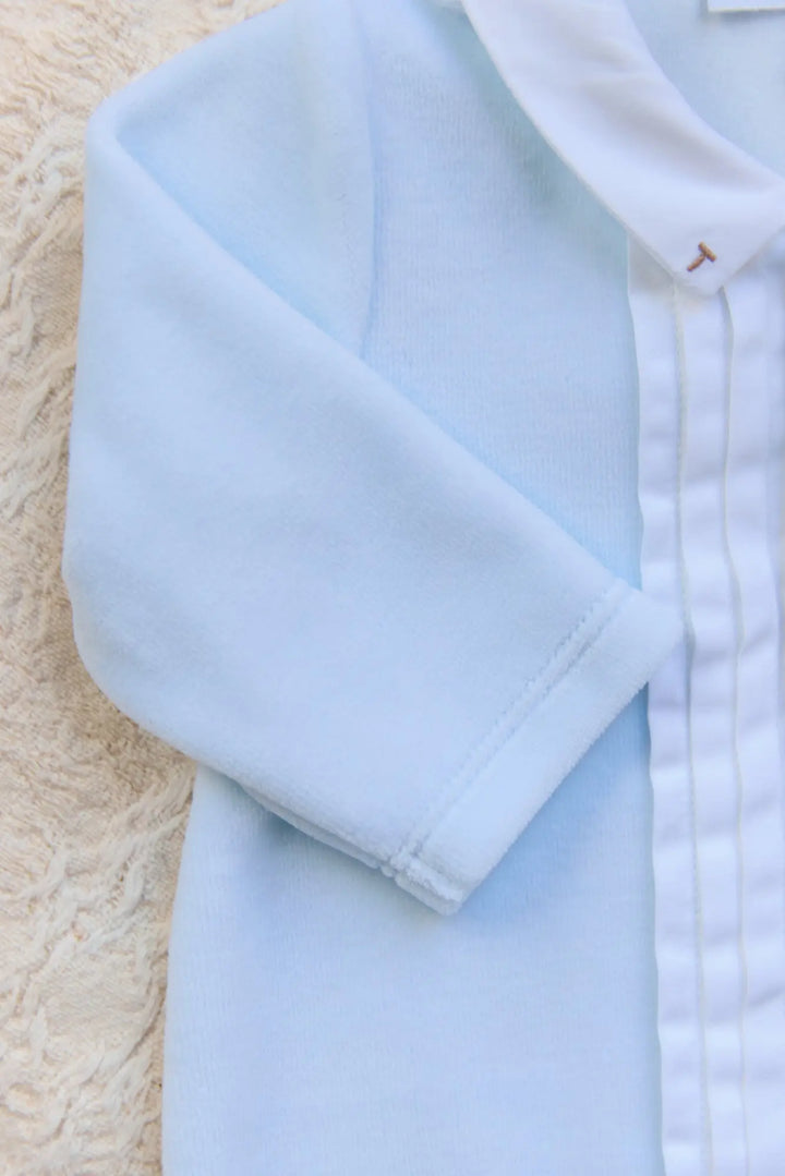 Blue Almonds Ltd Baby Boys Velour Cotton Blue Babygrow Tartine et Chocolat