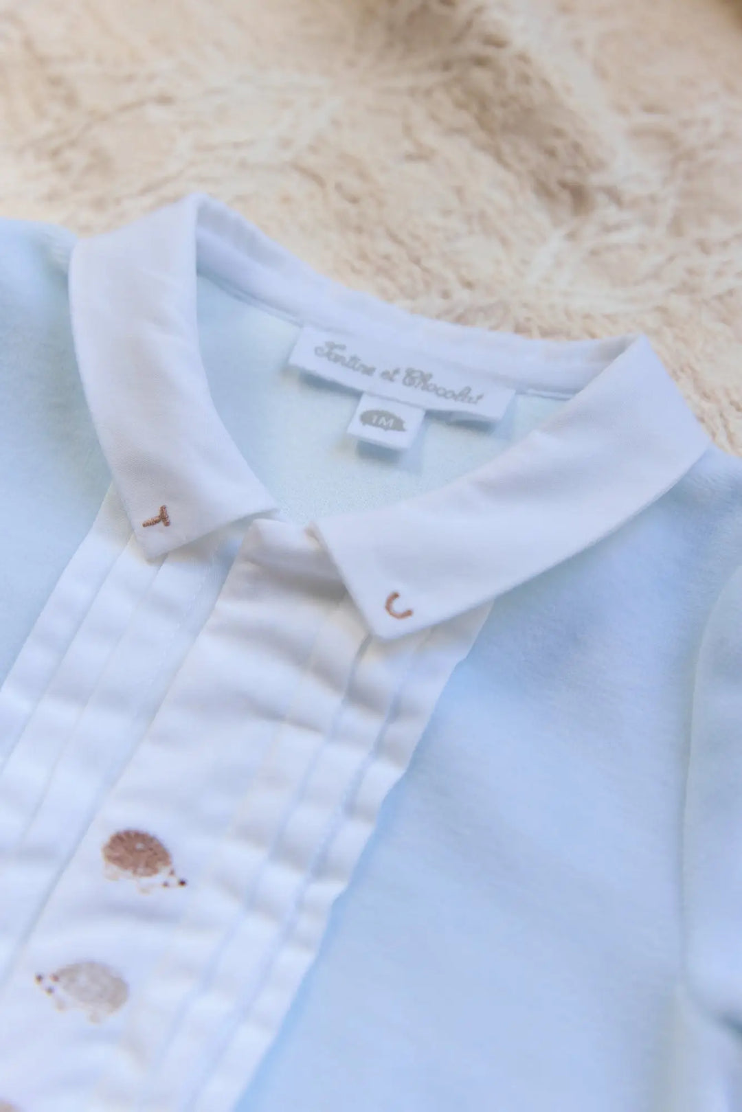 Blue Almonds Ltd Baby Boys Velour Cotton Blue Babygrow Tartine et Chocolat