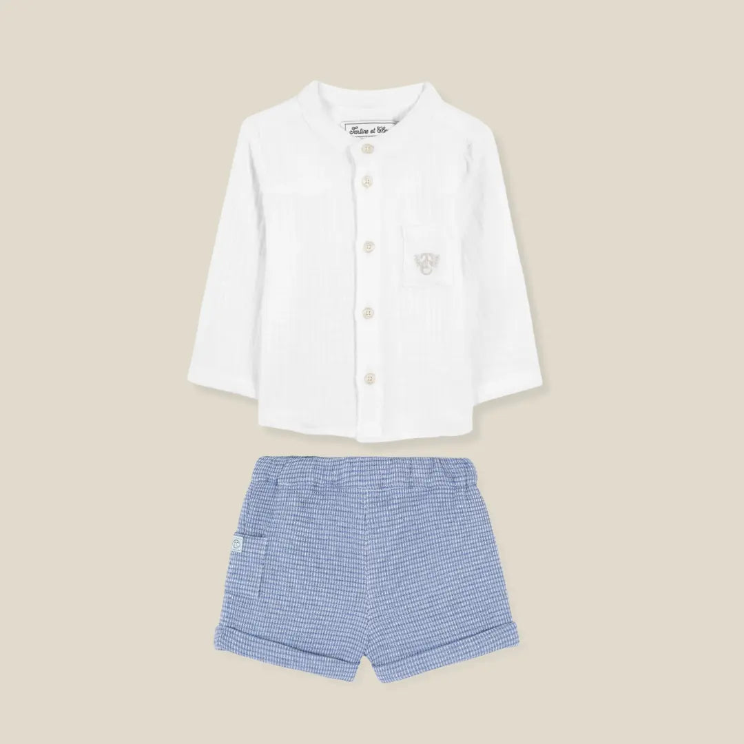 Blue Almonds Ltd Baby Boys White Cloud Shorts Set Tartine et Chocolat