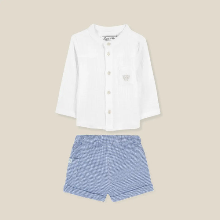 Blue Almonds Ltd Baby Boys White Cloud Shorts Set Tartine et Chocolat