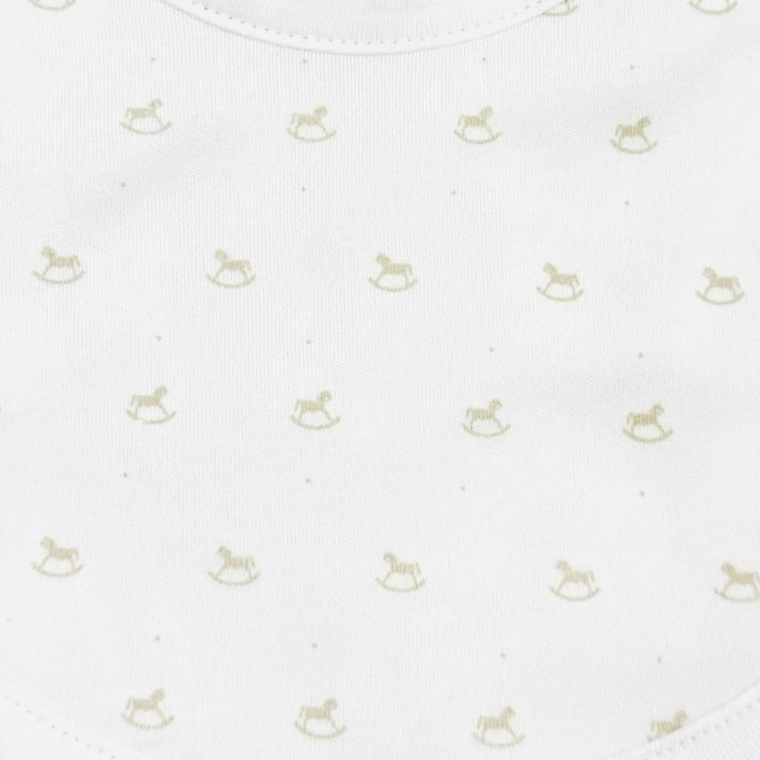 Blue Almonds Ltd Baby Embroidered Bib - Beige Rocking Horse Blue Almonds X Lyda Baby