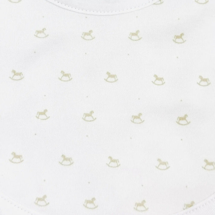 Blue Almonds Ltd Baby Embroidered Bib - Beige Rocking Horse Blue Almonds X Lyda Baby