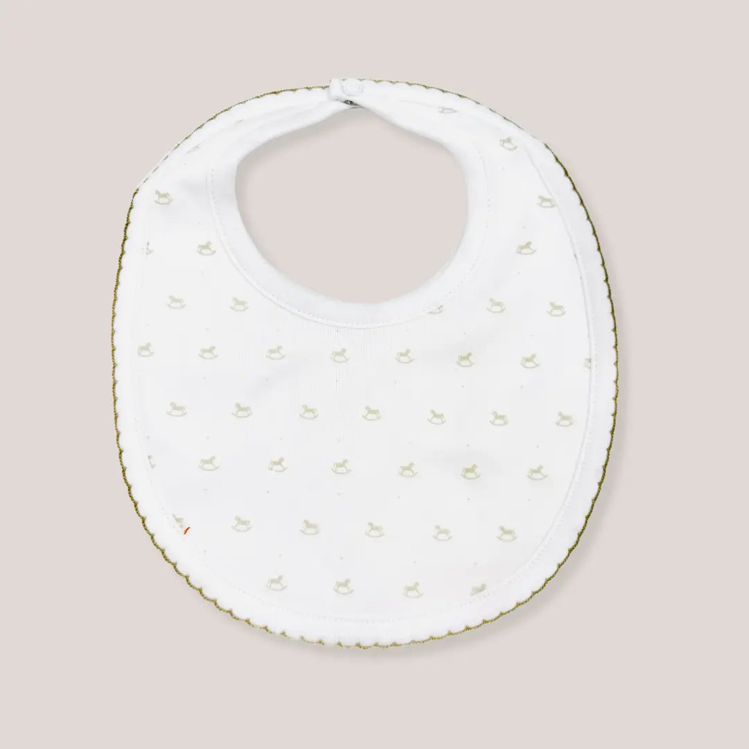 Blue Almonds Ltd Baby Embroidered Bib - Beige Rocking Horse Blue Almonds X Lyda Baby