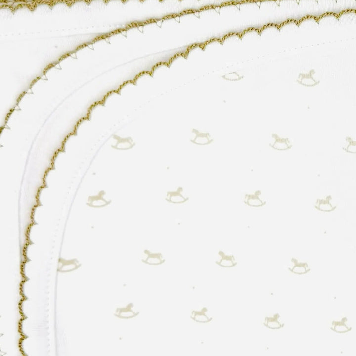 Blue Almonds Ltd Baby Embroidered Blanket - Beige Rocking Horse Blue Almonds X Lyda Baby