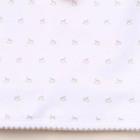 Blue Almonds Ltd Baby Embroidered Blanket - Beige Rocking Horse Blue Almonds X Lyda Baby