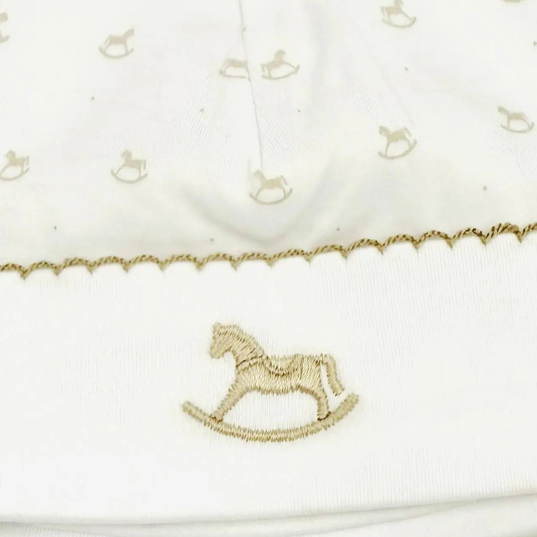 Blue Almonds Ltd Baby Embroidered Hat - Beige Rocking Horse Blue Almonds X Lyda Baby