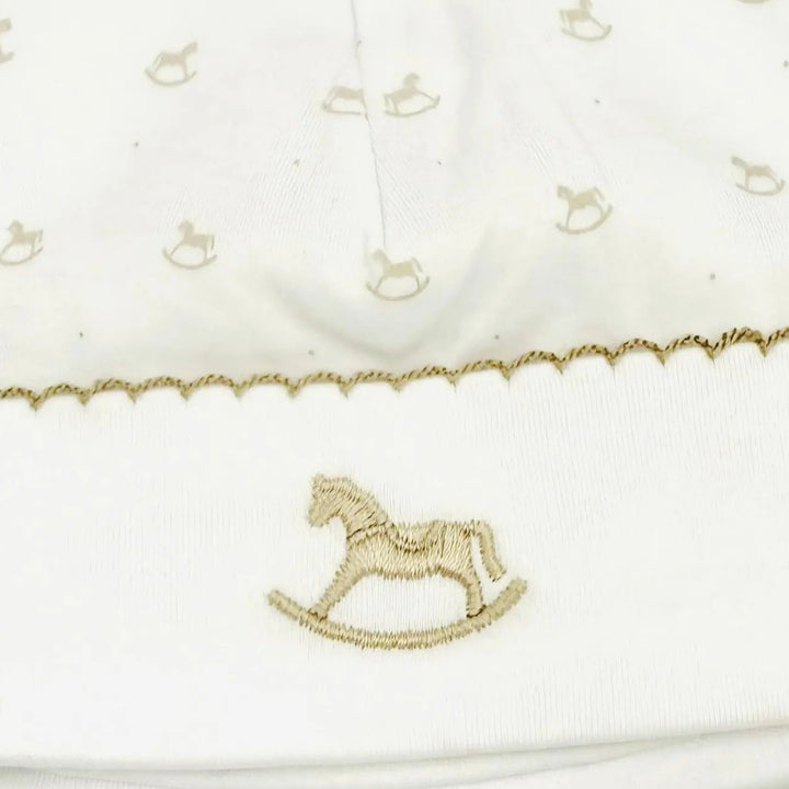 Blue Almonds Ltd Baby Embroidered Hat - Beige Rocking Horse Blue Almonds X Lyda Baby